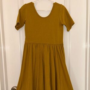 Alice + Ames Mustard Yellow/Olive Kids Dress
